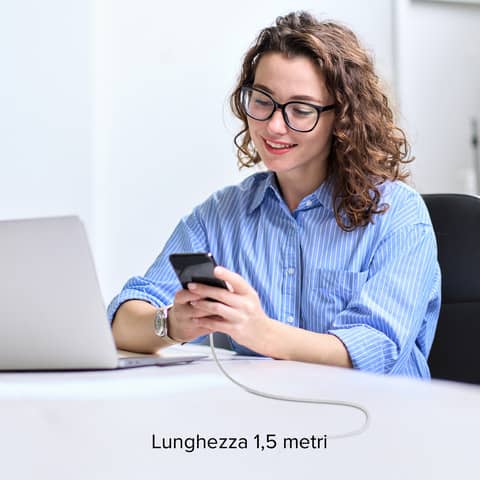Cavo in tessuto SBS USB-A e USB-C - lunghezza 1,5 m - grigio TECABLETISSUEUSBCG